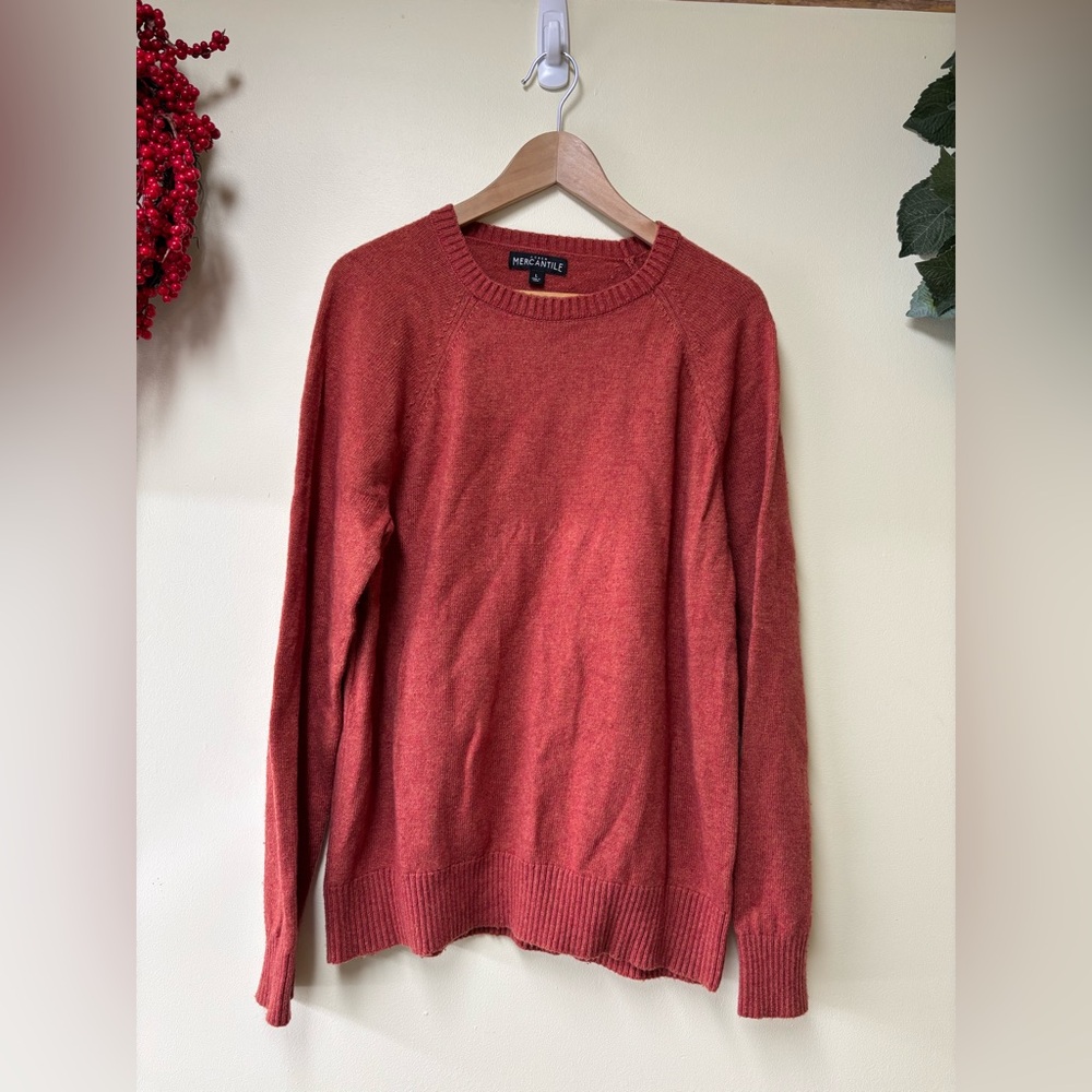 J Crew Mercantile Burnt Orange Wool Blend Sweater Size Large